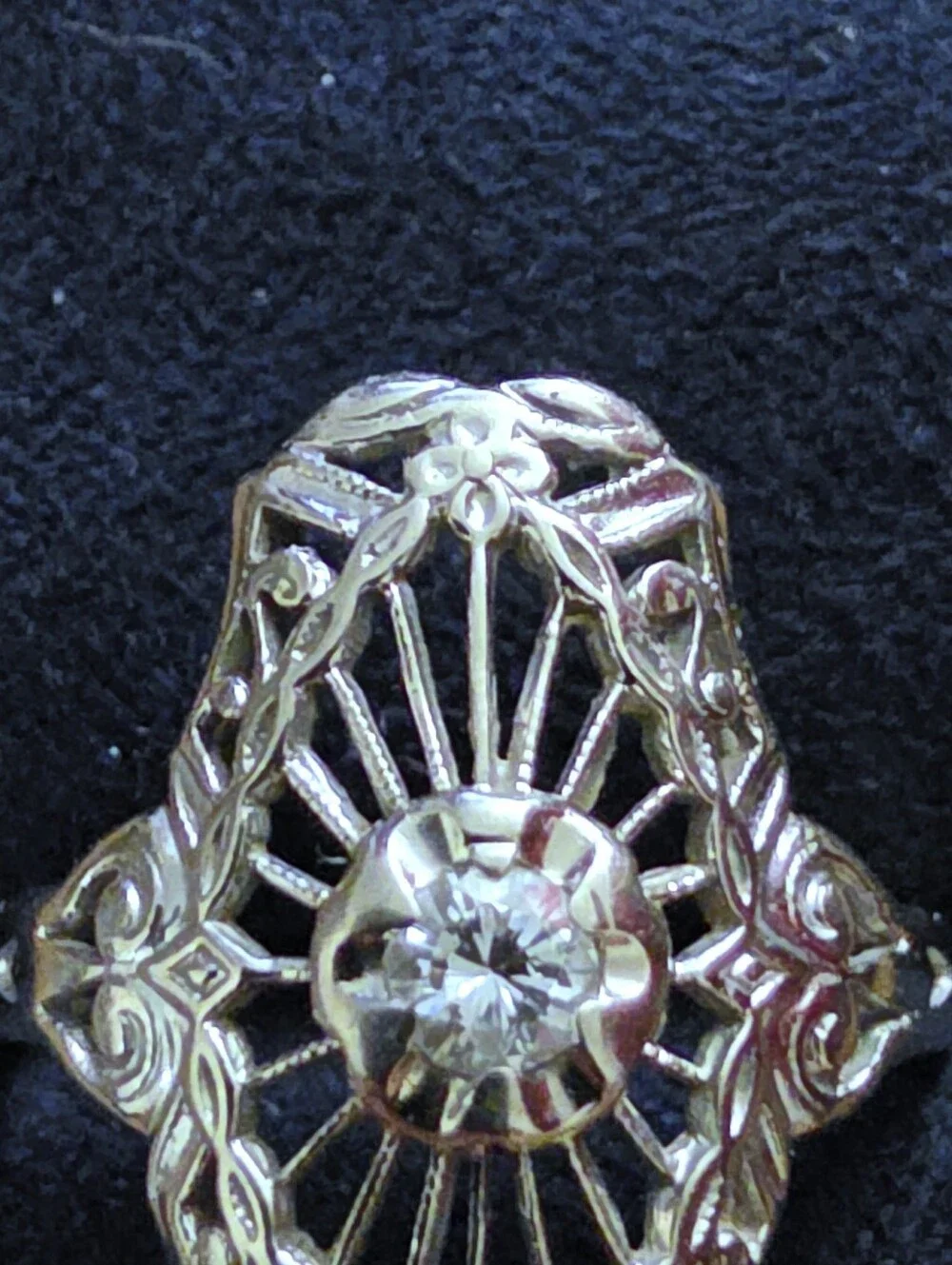 14k Diamond Filigree White Gold Ring (Vintage)